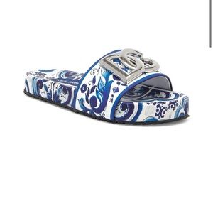 COPY - Dolce & Gabbana Logo Majolica Print Slide Sandal size 37